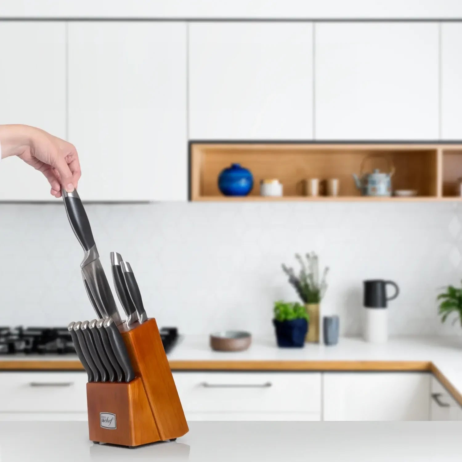 Deco Chef 12-Piece Knife Set in a kitchen on the counter
